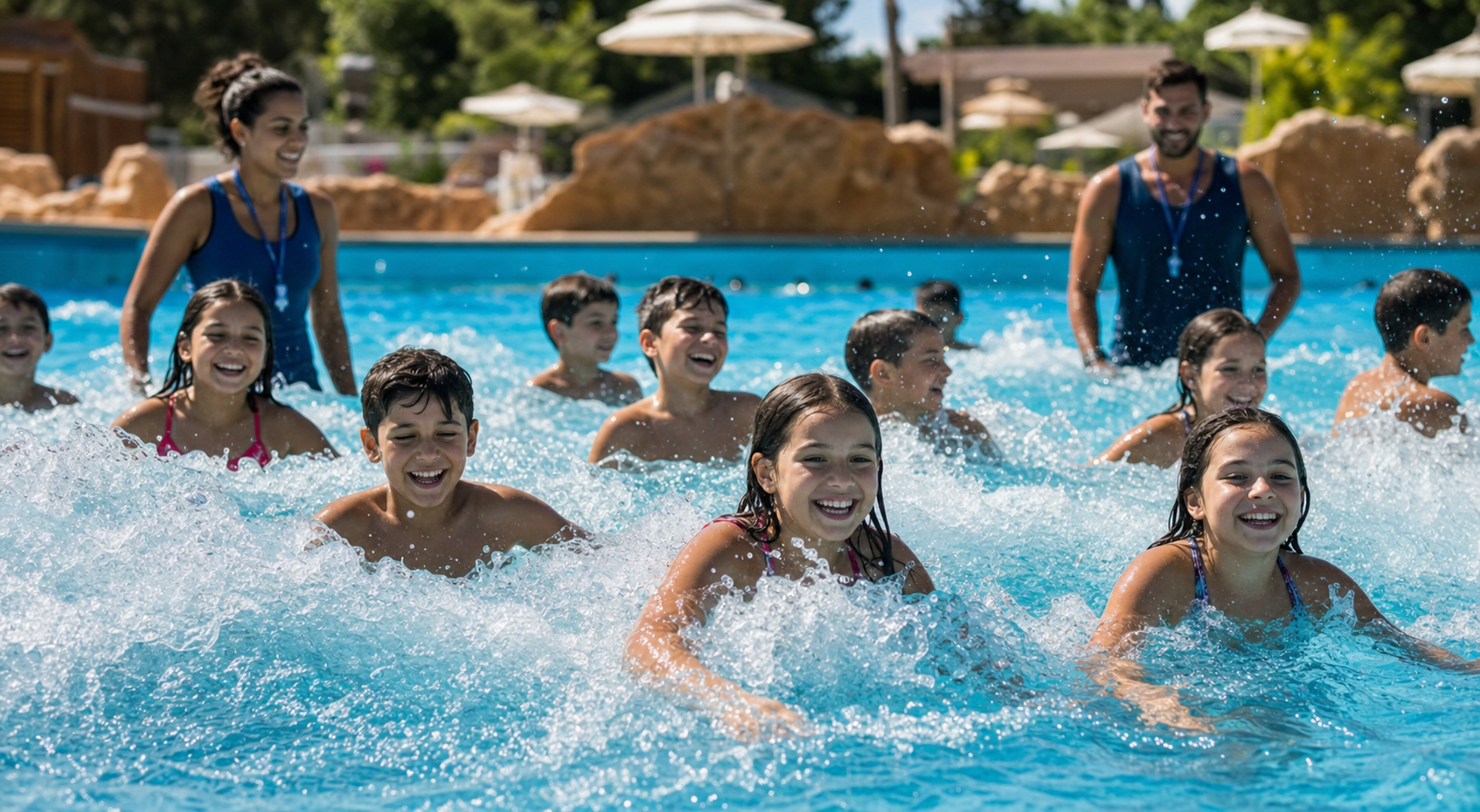 Atividades de férias de verão com piscina
